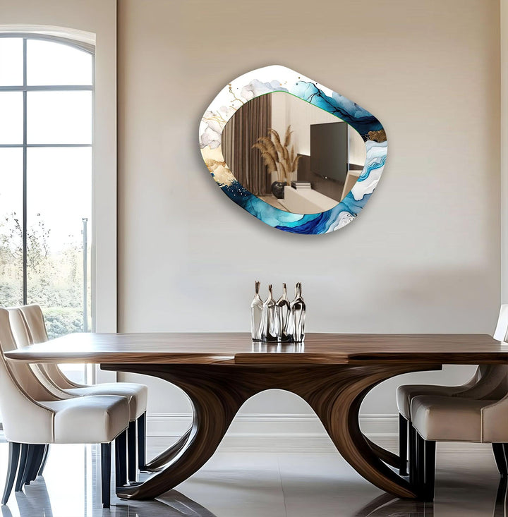 Mirrored wall art crafted with bold patterns for a modern and sophisticated touch
