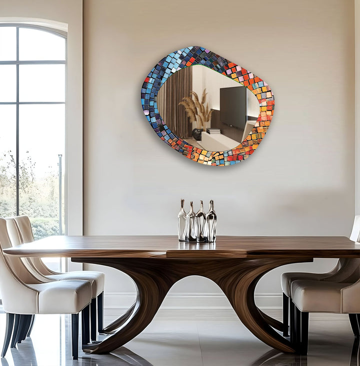 Moderner asymmetrischer Mosaik-Wandspiegel