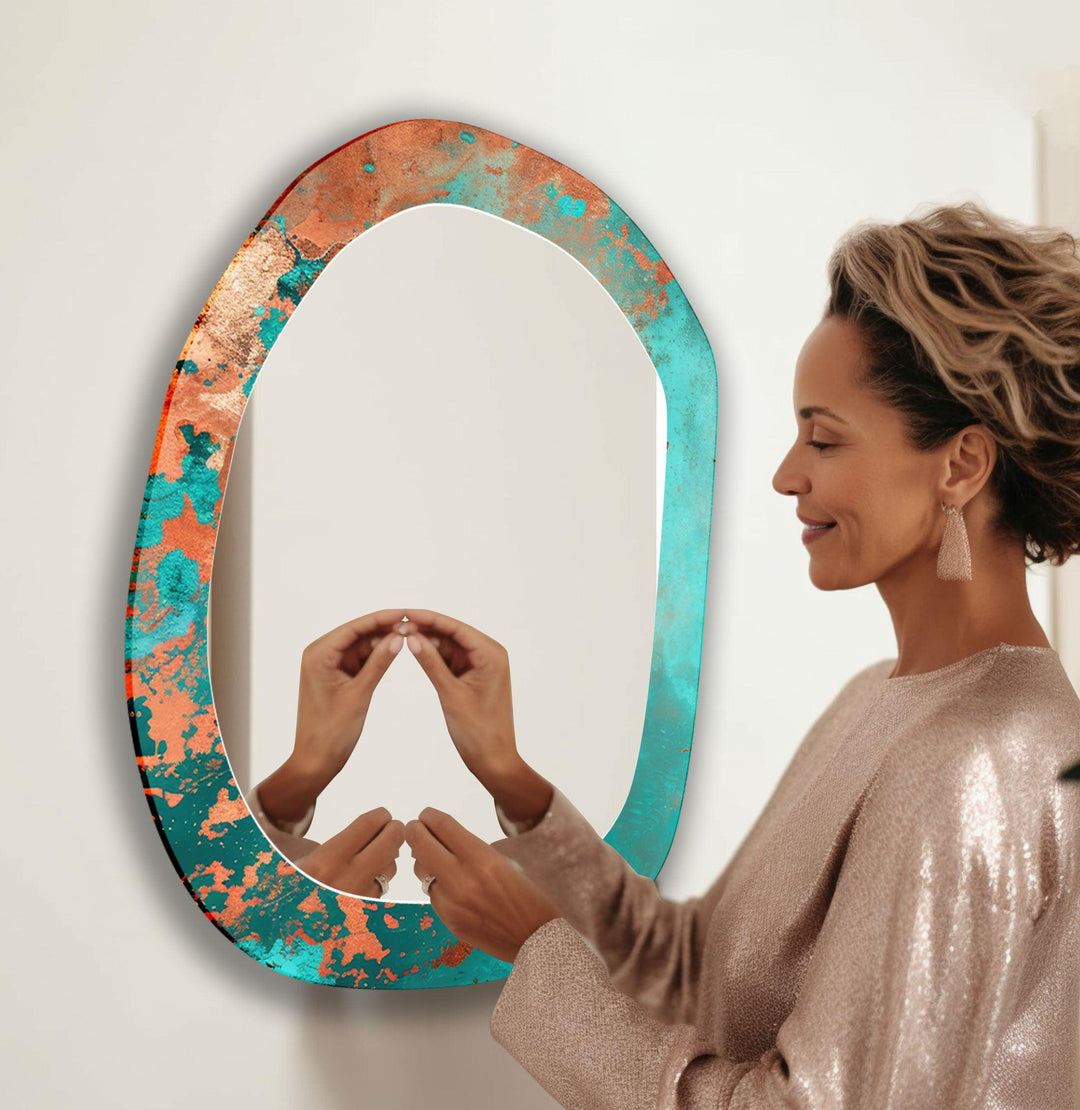 Mirrored wall art crafted with bold patterns for a modern and sophisticated touch
