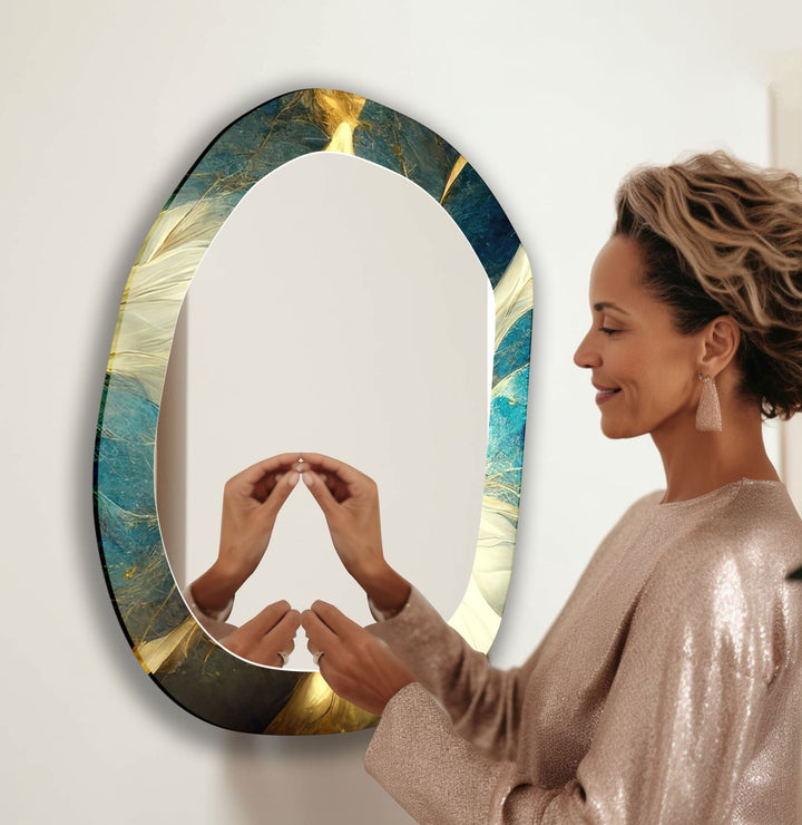 Mirrored wall art crafted with bold patterns for a modern and sophisticated touch
