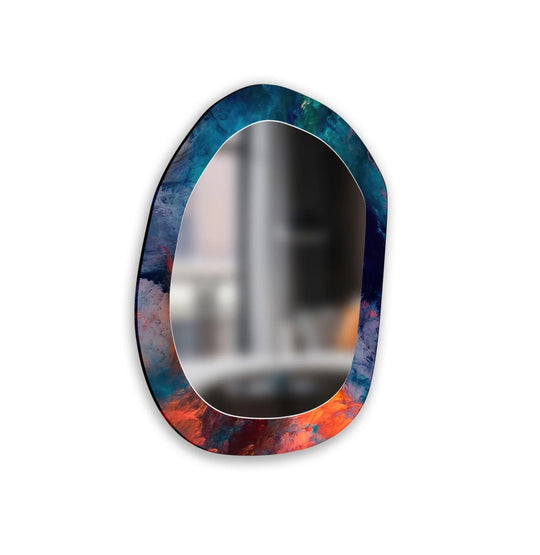 Featuring a swirling red and blue finish, this Red Blue Decor Art Wall Mirror is a stunning decorative mirror.