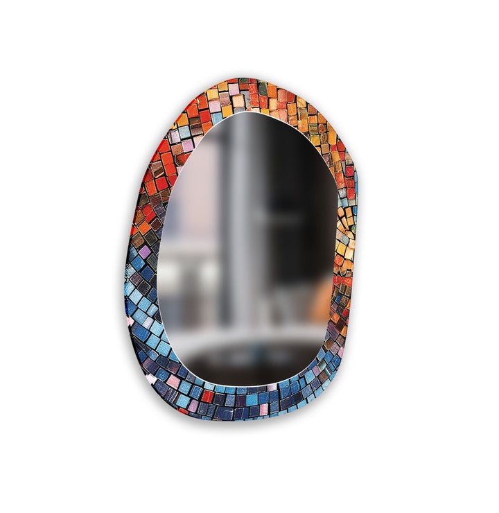 Moderner asymmetrischer Mosaik-Wandspiegel
