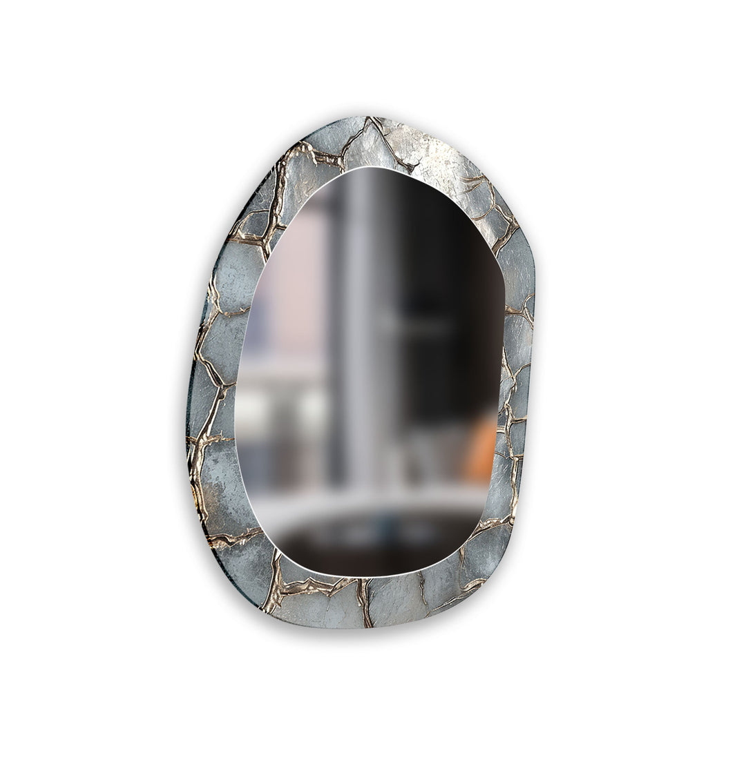 Grauer Metallic-Wandspiegel