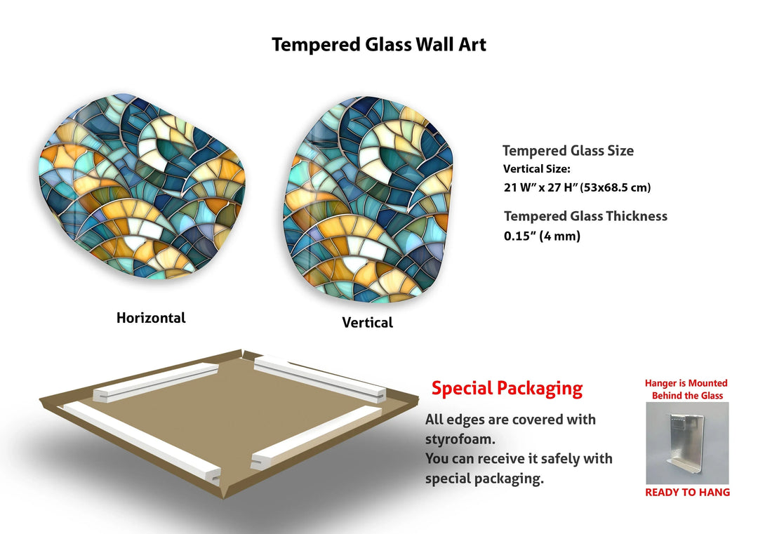 Stained Green Print Glass Wall Art, glass pictures for Wall, glass prints wall art
