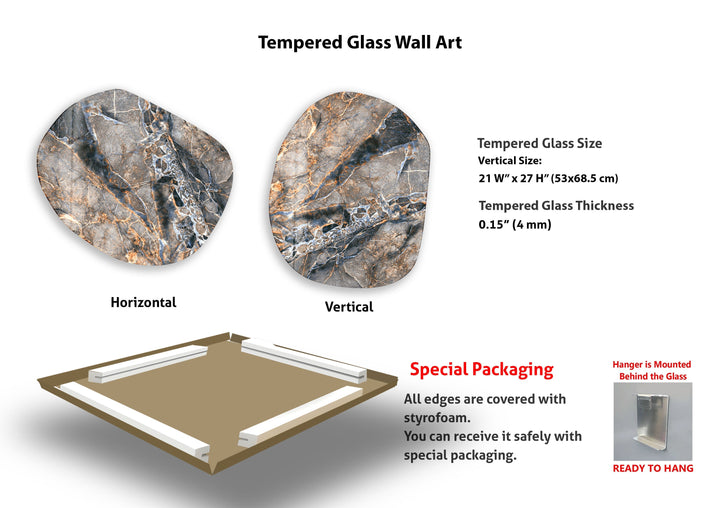 Modern Beige Marble Glass Wall Art, photo print on glass, prints on glass wall art
