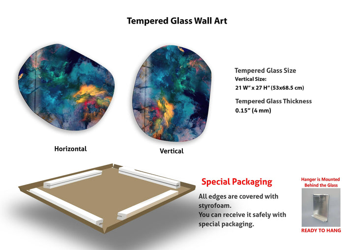 Blue Abstract Print Glass Wall Art, photo print on glass, prints on glass wall art
