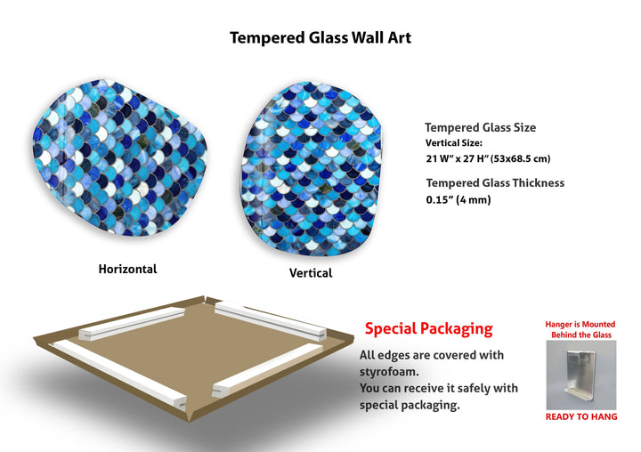 Stained Blue Aesthetic Glass Wall Art, glass pictures for Wall, glass prints wall art
