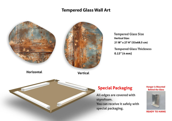 Modern Brown & Grey Oval Glass Wall Art, photo print on glass, prints on glass wall art

