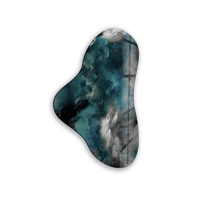 Green Abstarct Asymmetric Glass Wall Art, Glass Printing Wall Art, Print photos on glass
