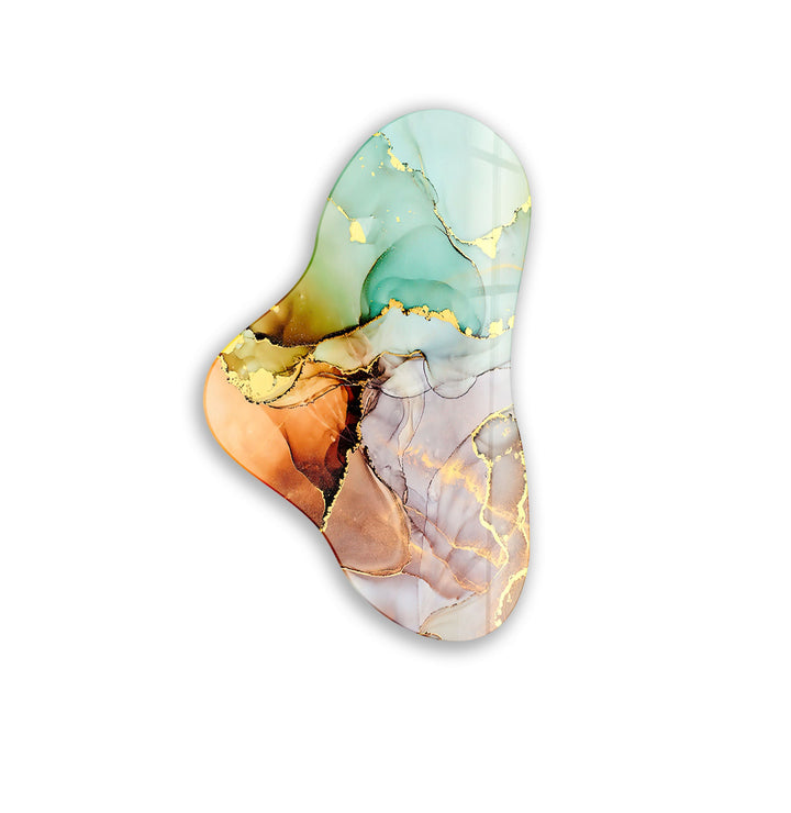 Abstarct Pastel Green Asymmetric Glass Wall Art, glass pictures for Wall, glass prints wall art
