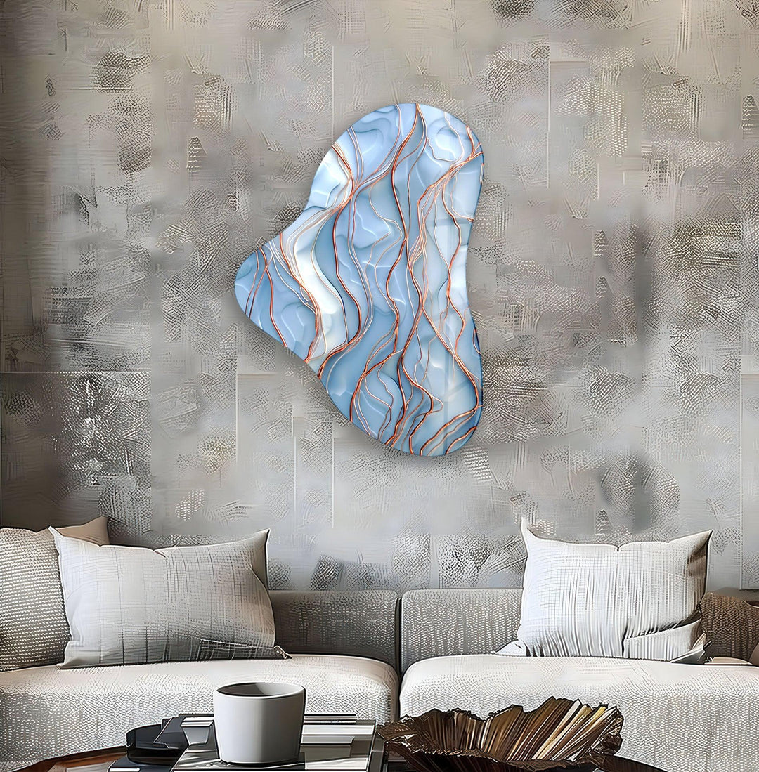 Abstarct Pastel Blue Asymmetric Glass Wall Art, glass image printing, glass prints from photos
