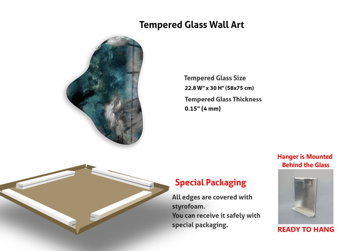 Green Abstarct Asymmetric Glass Wall Art, art glass wall art, glass wall art pictures
