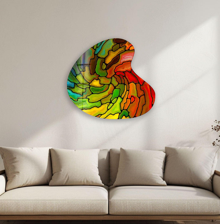 Stylish Red Stained Irregular Glass Wall Art, stained glass wall art, stained glass wall decor
