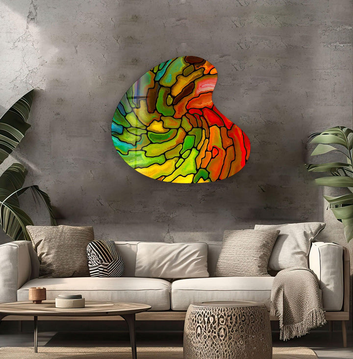 Stylish Red Stained Irregular Glass Wall Art, art glass wall art, glass wall art pictures
