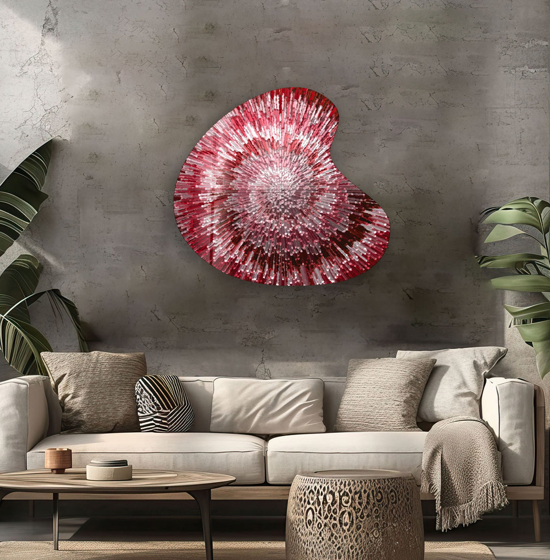 Red Abstract Style Irregular Glass Wall Art, photo print on glass, prints on glass wall art
