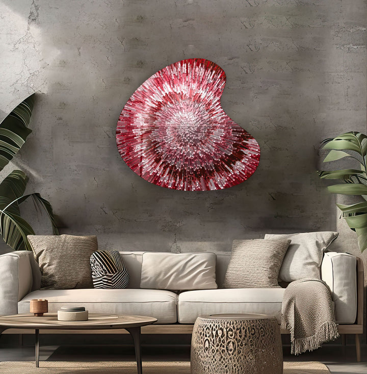 Red Abstract Style Irregular Glass Wall Art, photo print on glass, prints on glass wall art
