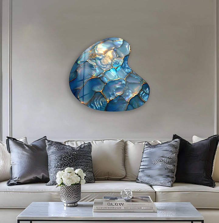 Blue Abstract Style Irregular Glass Wall Art, art glass wall art, glass wall art pictures
