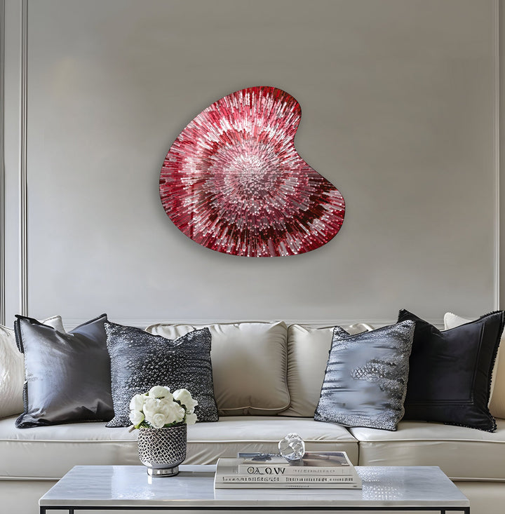 Red Abstract Style Irregular Glass Wall Art, large glass photo prints, glass wall photos
