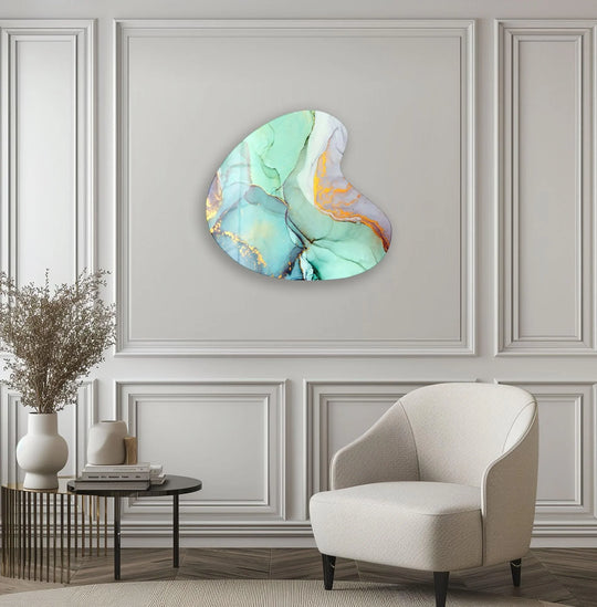 Watercolor Turquoise Irregular Glass Wall Art, print on glass, glass printed photos
