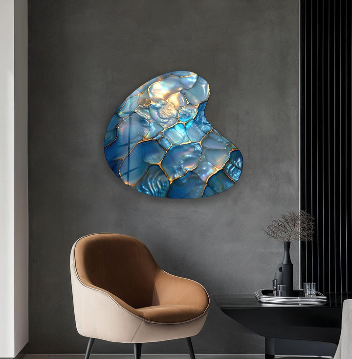 Blue Abstract Style Irregular Glass Wall Art, glass image printing, glass prints from photos
