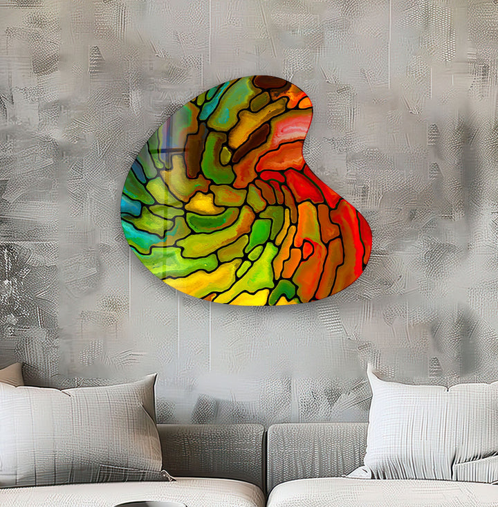 Stylish Red Stained Irregular Glass Wall Art, Glass Printing Wall Art, Print photos on glass
