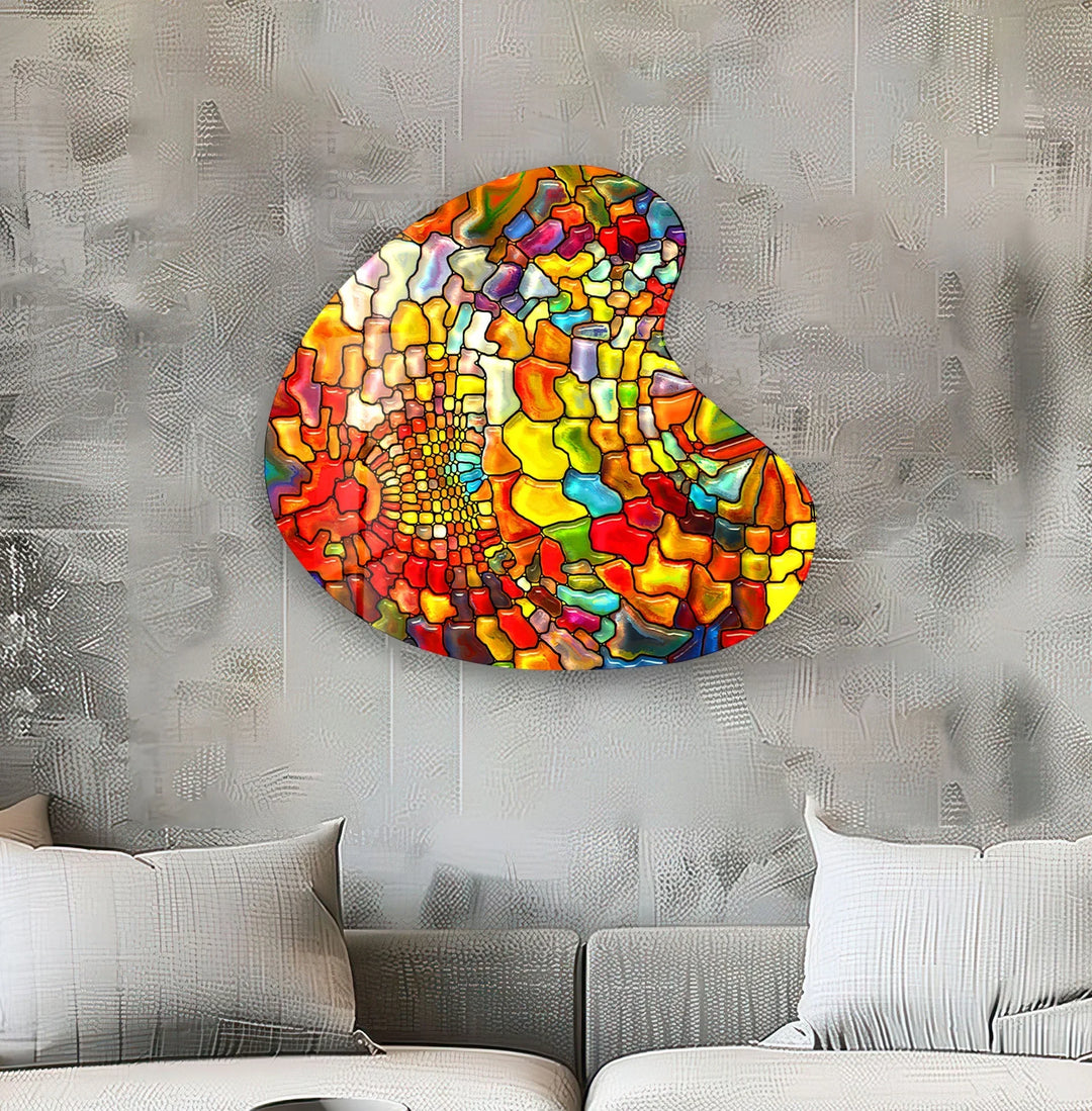 Orange Stained Irregular Glass Wall Art, Glass Printing Wall Art, Print photos on glass
