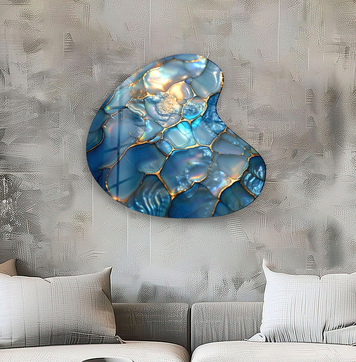 Blue Abstract Style Irregular Glass Wall Art, glass photo prints, glass picture prints
