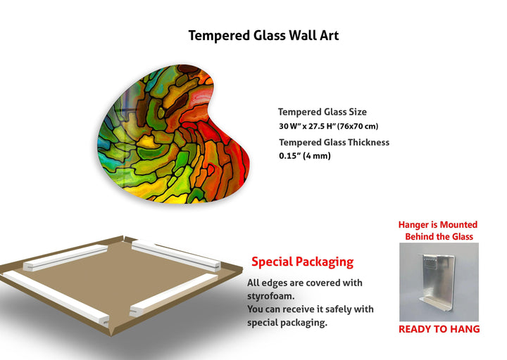 Stylish Red Stained Irregular Glass Wall Art, glass image printing, glass prints from photos
