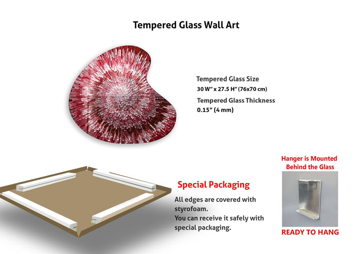 Red Abstract Style Irregular Glass Wall Art, Glass Printing Wall Art, Print photos on glass
