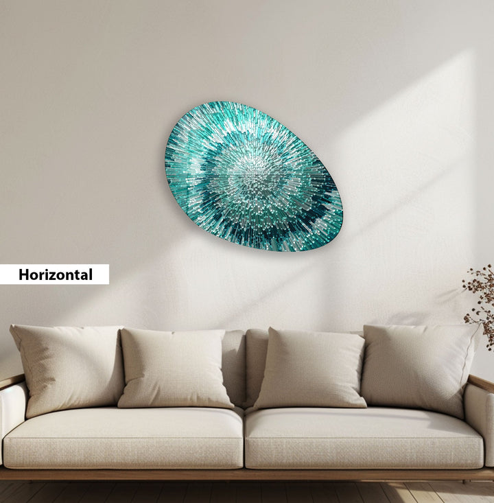 Turquoise Helix Abstract Oval Glass Wall Art, art glass wall art, glass wall art pictures
