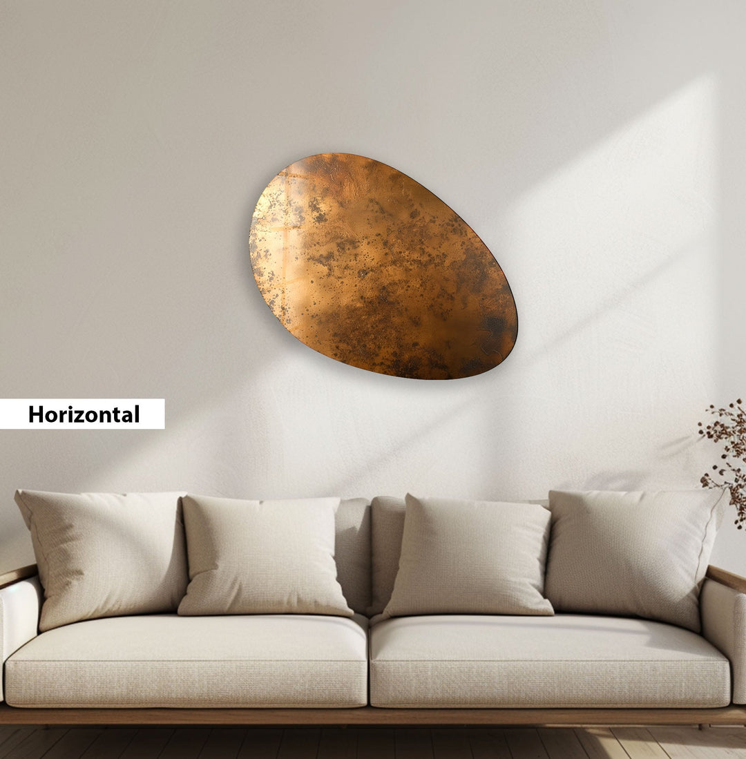 Abstract Copper Color Oval Glass Wall Art, art glass wall art, glass wall art pictures
