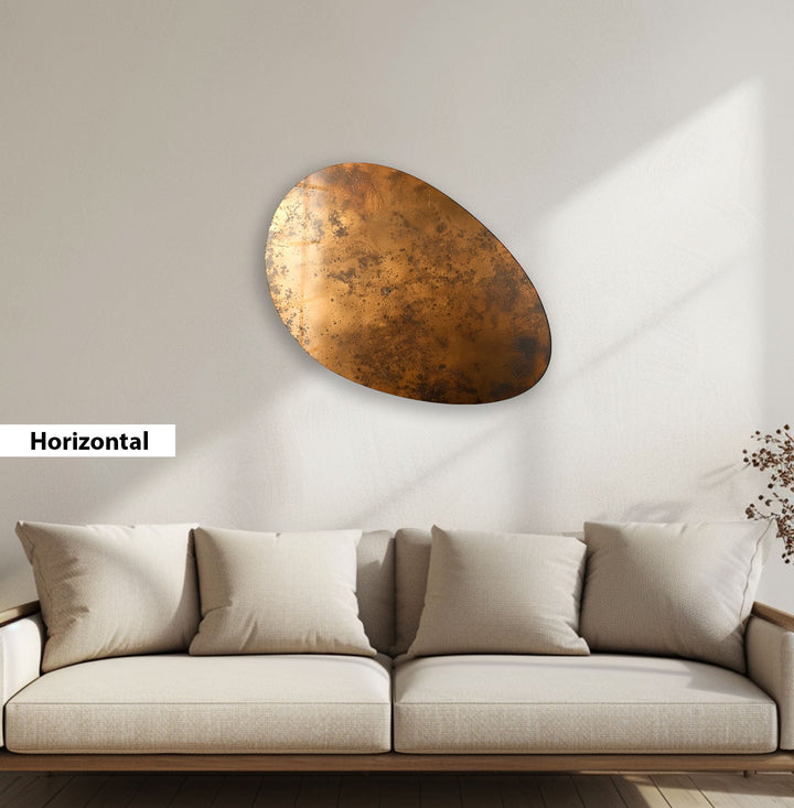 Abstract Copper Color Oval Glass Wall Art, art glass wall art, glass wall art pictures
