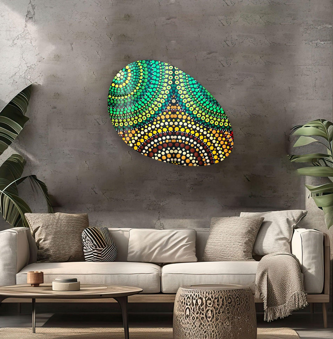 Green Marble Pattern Oval Glass Wall Art, print picture on glass, Tempered Glass Wall Art
