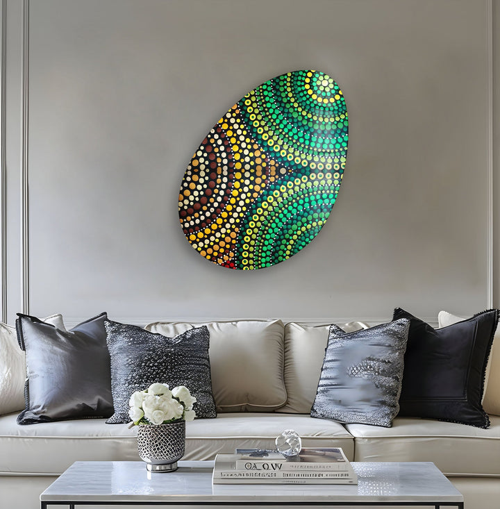Green Marble Pattern Oval Glass Wall Art, Glass Printing Wall Art, Print photos on glass

