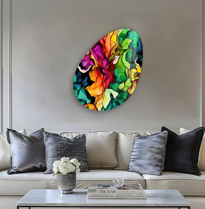 Vivid Pink Watercolor Oval Glass Wall Art, glass image printing, glass prints from photos

