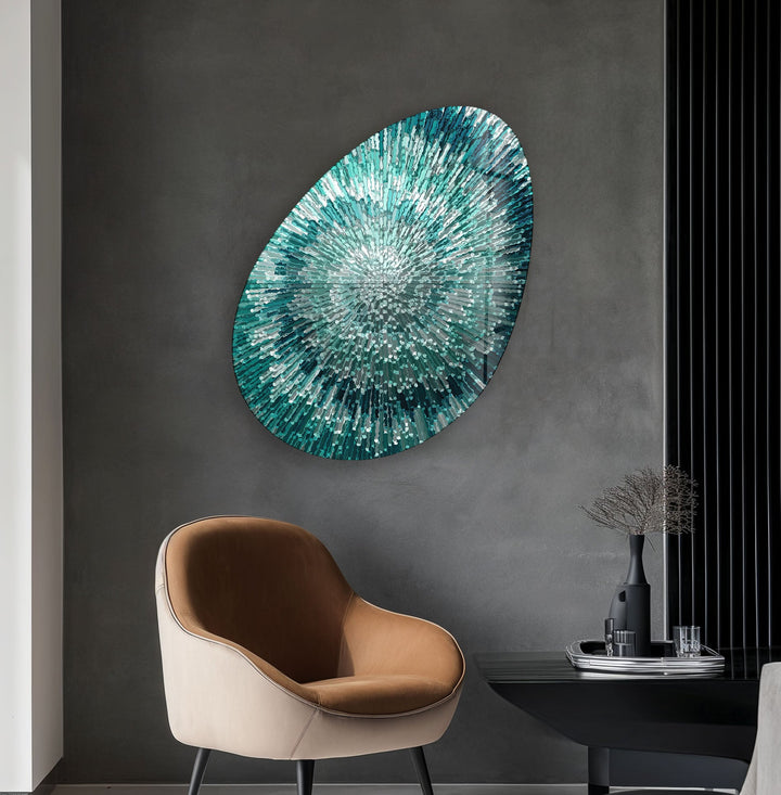 Turquoise Helix Abstract Oval Glass Wall Art, Glass Printing Wall Art, Print photos on glass
