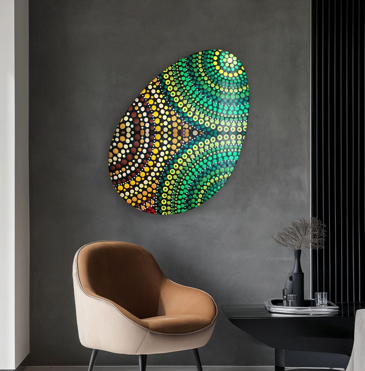 Green Marble Pattern Oval Glass Wall Art, art glass wall art, glass wall art pictures

