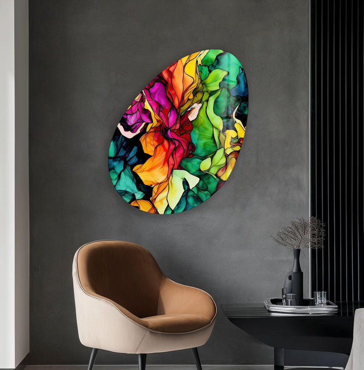 Vivid Pink Watercolor Oval Glass Wall Art, glass photo prints, glass picture prints
