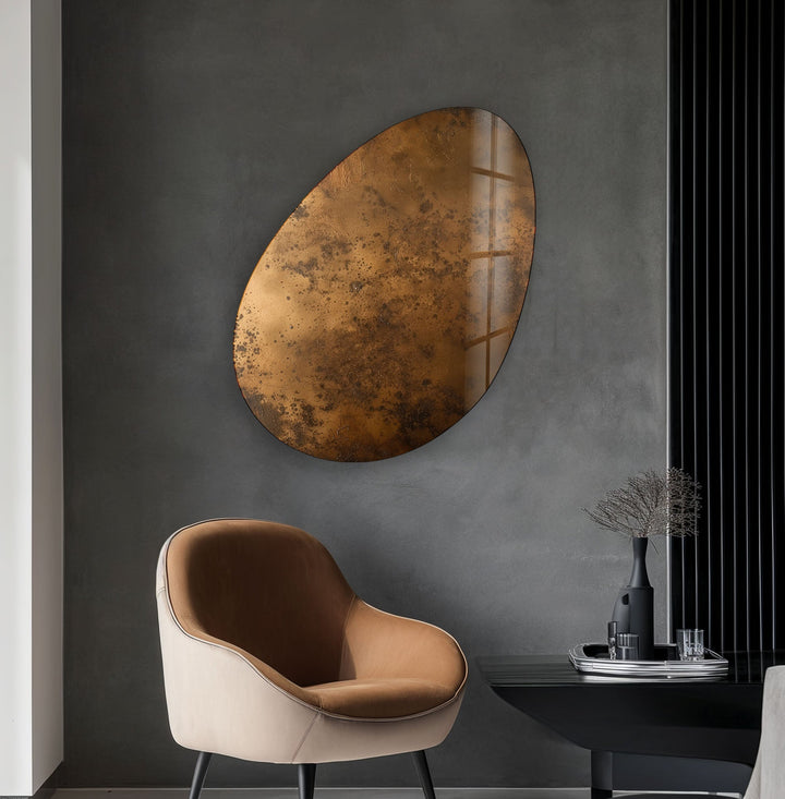 Abstract Copper Color Oval Glass Wall Art, glass image printing, glass prints from photos
