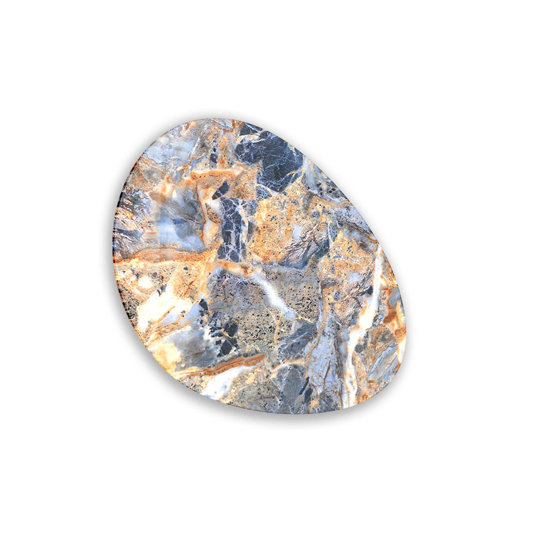 Blue Marble Pattern Oval Glass Wall Art, glass image printing, glass prints from photos
