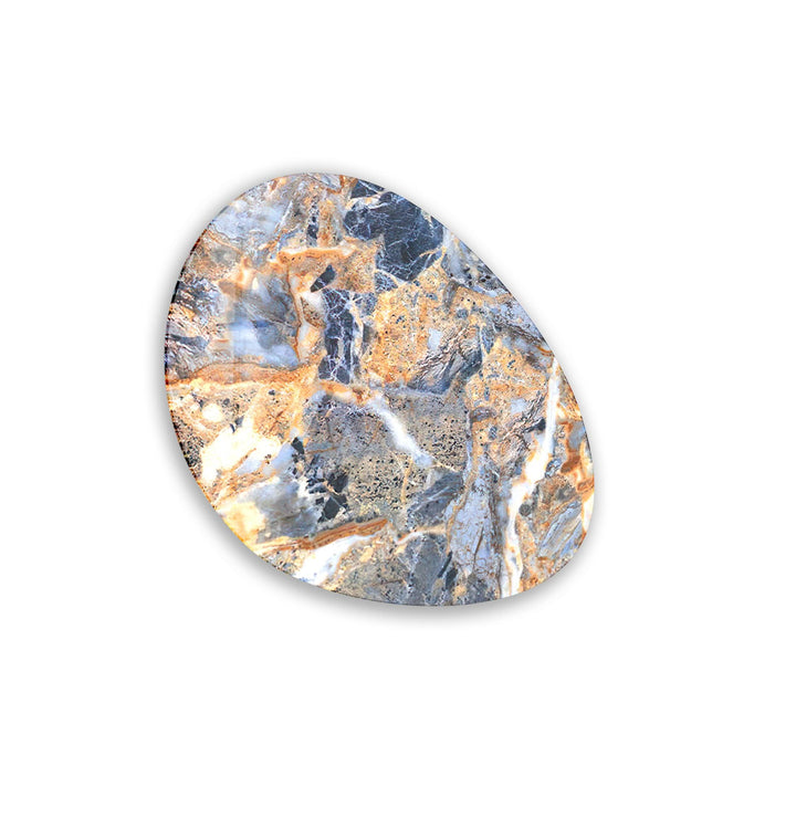 Blue Marble Pattern Oval Glass Wall Art, glass image printing, glass prints from photos
