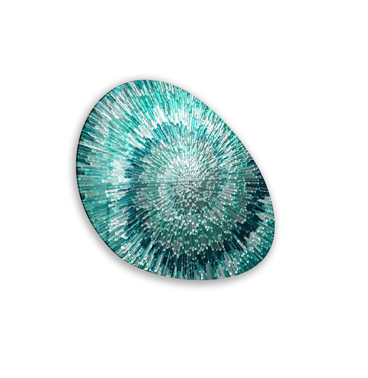 Turquoise Helix Abstract Oval Glass Wall Art, glass image printing, glass prints from photos
