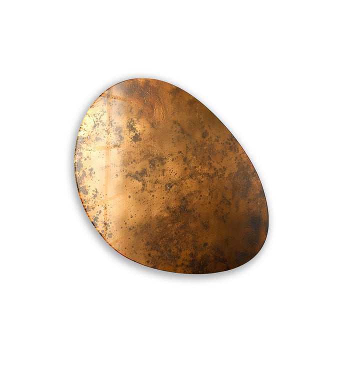 Abstract Copper Color Oval Glass Wall Art, glass pictures for Wall, glass prints wall art
