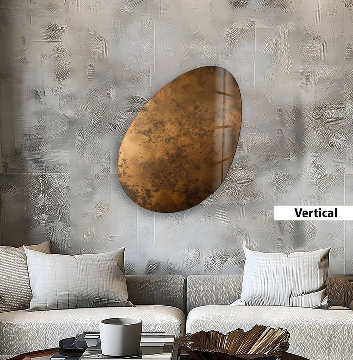 Abstract Copper Color Oval Glass Wall Art, glass art painting, glass art for the Wall

