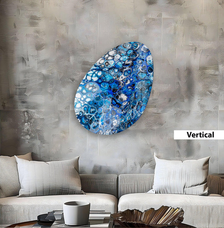 Abstract Watercolor Blue Oval Glass Wall Art, art glass wall art, glass wall art pictures
