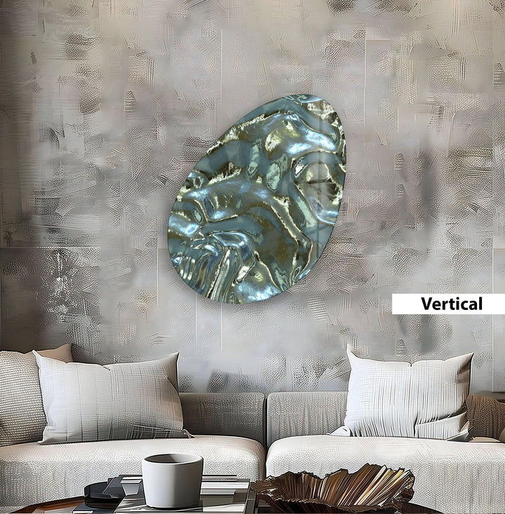 Modern Green Abstract Oval Glass Wall Art, large glass photo prints, glass wall photos
