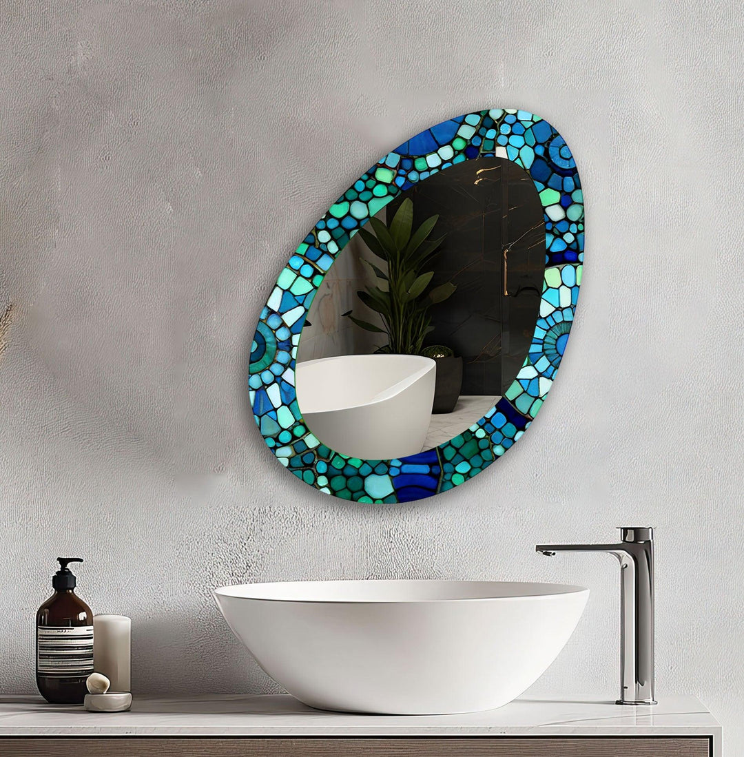 Decorative wall mirror blending artistic patterns with modern functionality for a unique look
