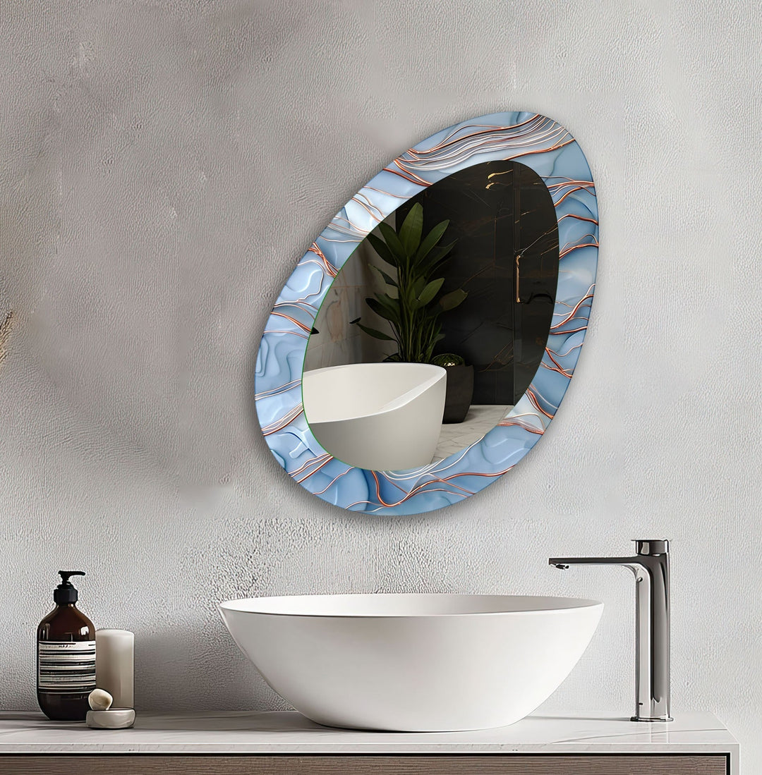 Decorative wall mirror blending artistic patterns with modern functionality for a unique look
