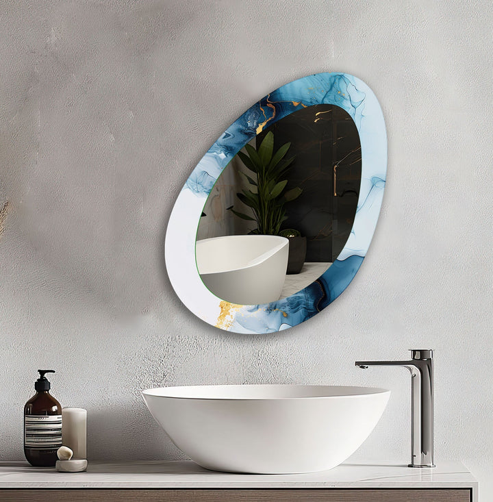 Mirror wall art with abstract shapes and reflective surfaces for a modern artistic vibe
