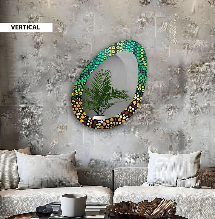 Mirror wall art with abstract shapes and reflective surfaces for a modern artistic vibe
